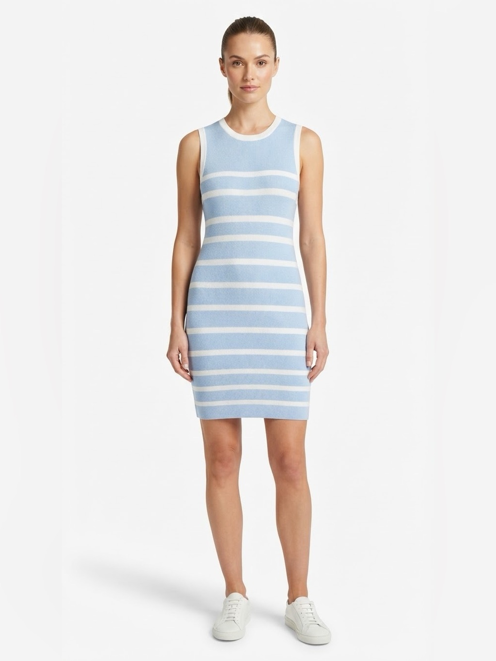 41 Hawthorn Light Blue White Striped Sleeveless Crewneck Knit Dress XXL NWT